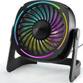 USB Desk Fan 5.5 Inch 3 Speed 8 Color LED Light 360 Rotation Quiet for Home Office Black tilwbq