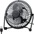 USB Metal Desk Fan 6 Inch 2 Speed 360 Tilt Quiet Portable for Home Office Black tilwbq