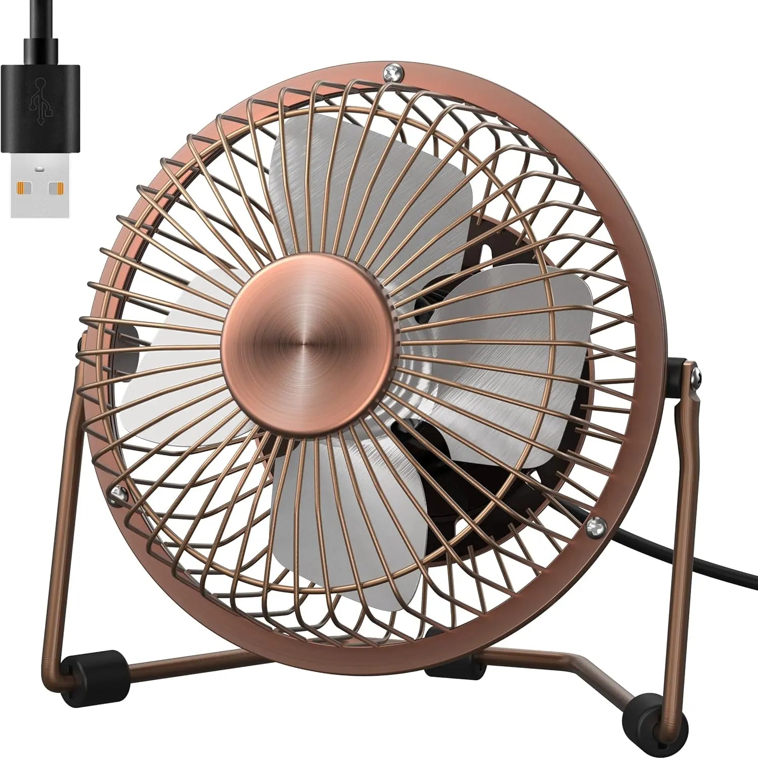 USB Metal Desk Fan 6 Inch 2 Speed 360 Tilt Quiet Portable for Home Office Black tilwbq