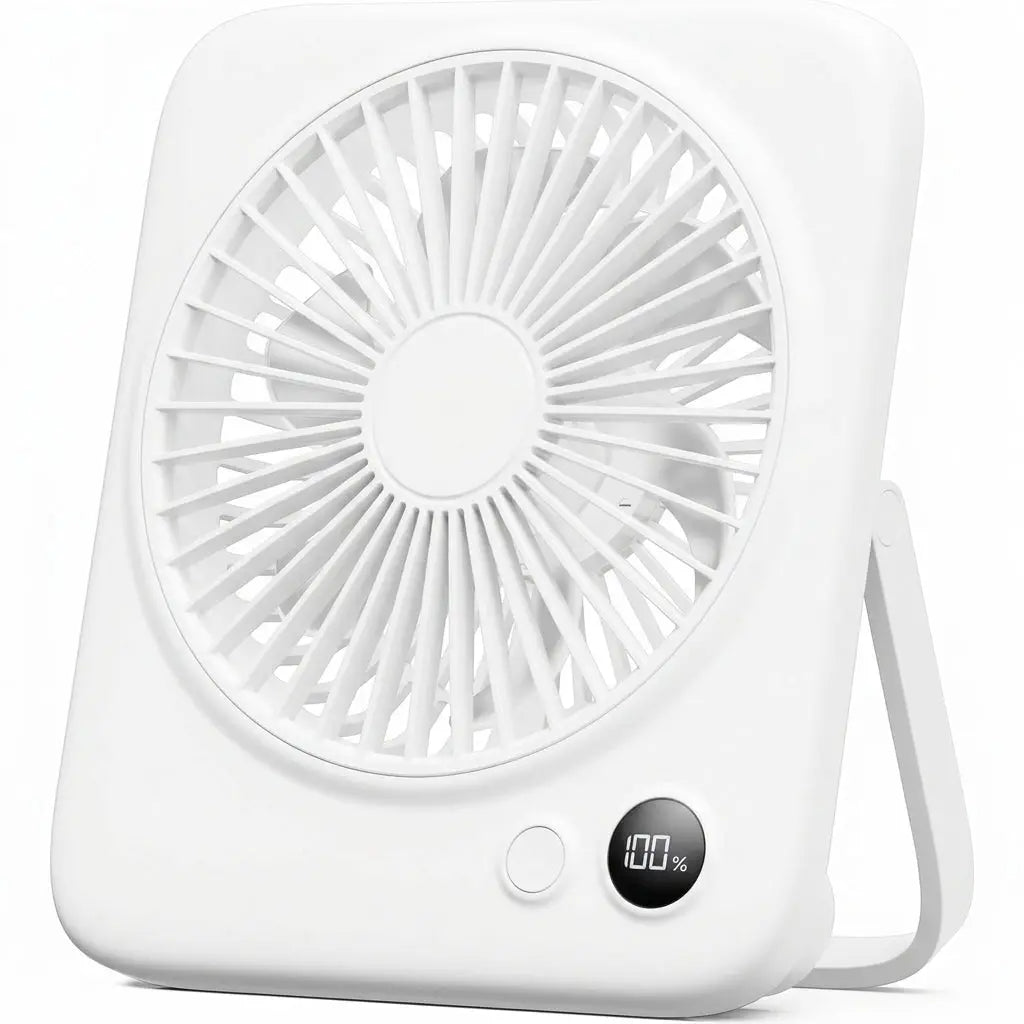 Rechargeable Portable Desk Fan 6.5 Inch 4000mAh 4 Speed LED Display Foldable Cordless tilwbq