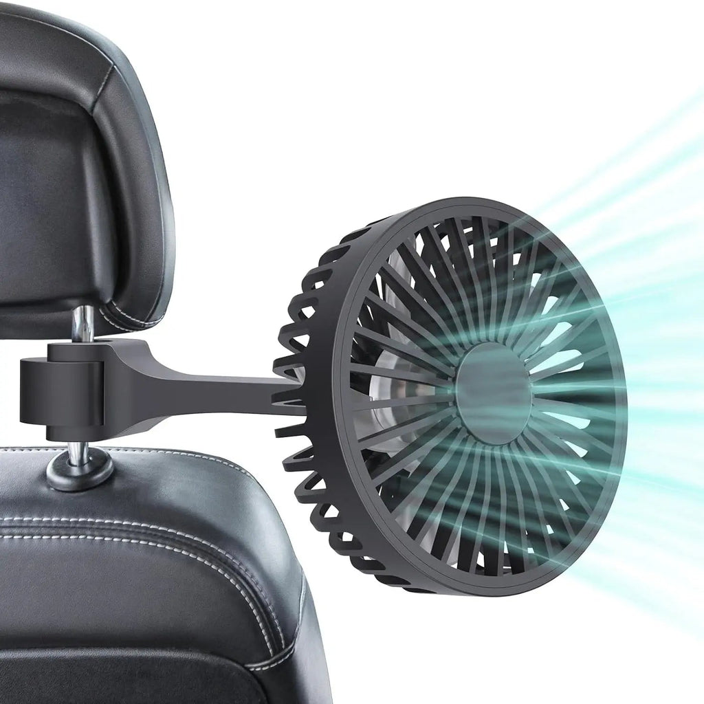 USB Car Fan for Rear Seat 3 Speed Clip Mount 61 Inch Cable for SUV RV Truck Black tilwbq