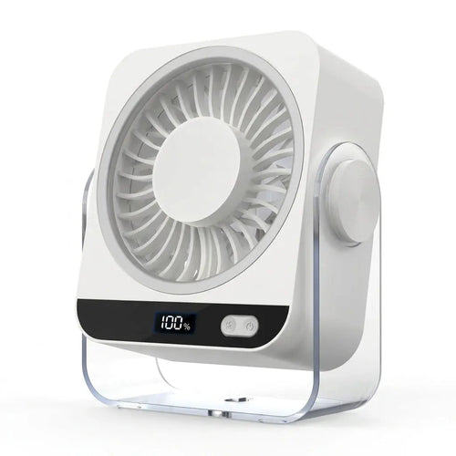 Rechargeable Desk Fan 5000mAh 199 Speed Settings LED Display 120 Tilt Quiet Beige tilwbq